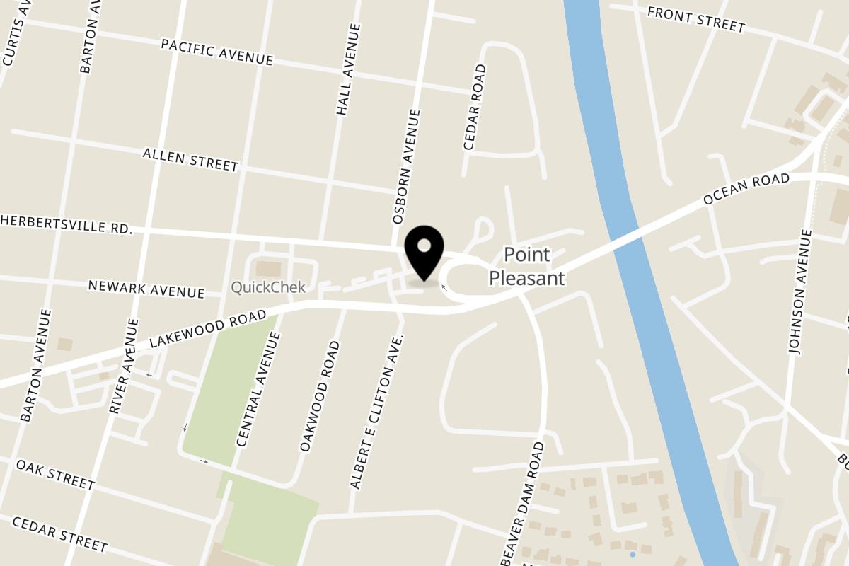 Map showing the location of The Shore House Bar and Grill on 2114 NJ-88 in Point Pleasant
